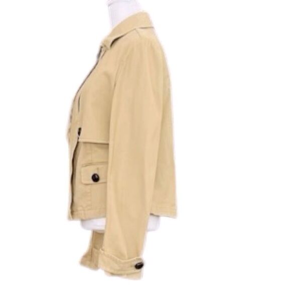 Anthropologie SITWELL Jacket Military Style Beige /Camel, Zip front Sz 8 - Picture 5 of 6